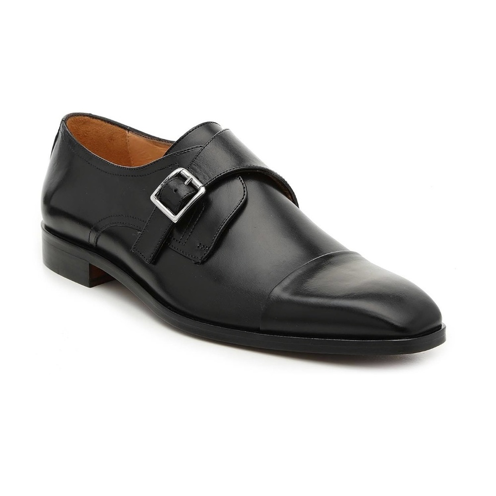 Mercanti Fiorentini Black Leather Dress Shoe Monk Strap 7551 Kenia Nero Size 12